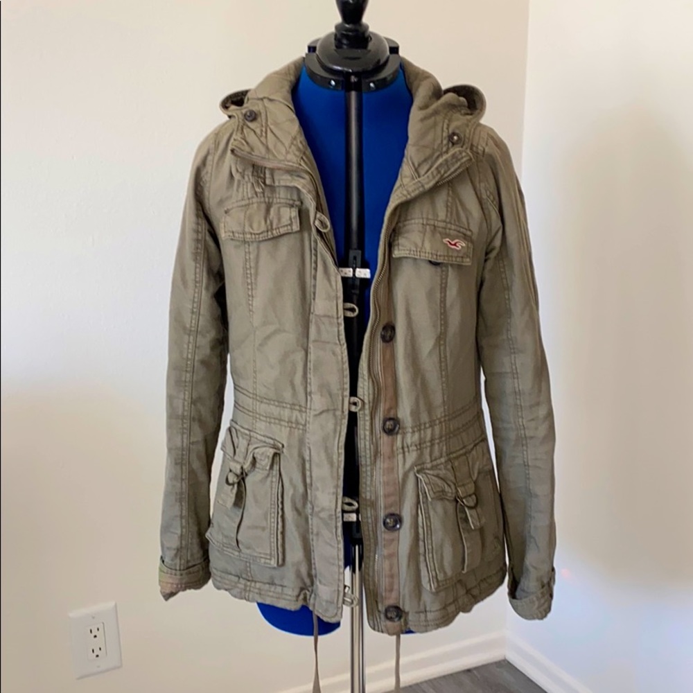 Hollister Faux Sherpa Lined Army Coat SZ L
